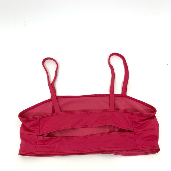 Free People Movement Rosey Pink Bandeau Popover Sports Bra With Cutout Back New - Picture 3 of 16
